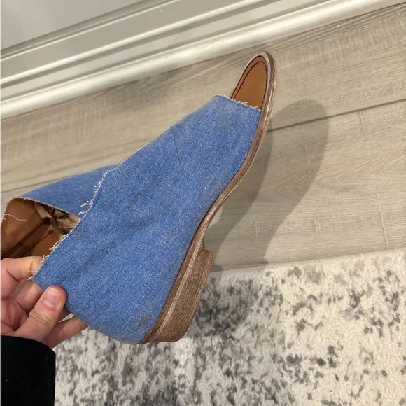 Free People Mont Blank Open Toe Cutout Denim Flats Sandals size 8.5 - Picture 7 of 10